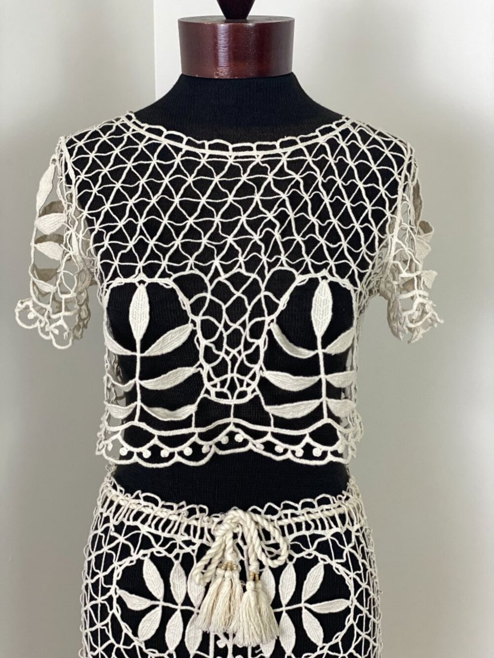 For Love & Lemons St Tropez Crochet Top Maxi Skirt Set Ivory XS - Picture 4 of 16